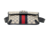 Small Ophidia Web Belt Bag, &pound;450, Handbags, Beige/Navy, Canvas, Top view
